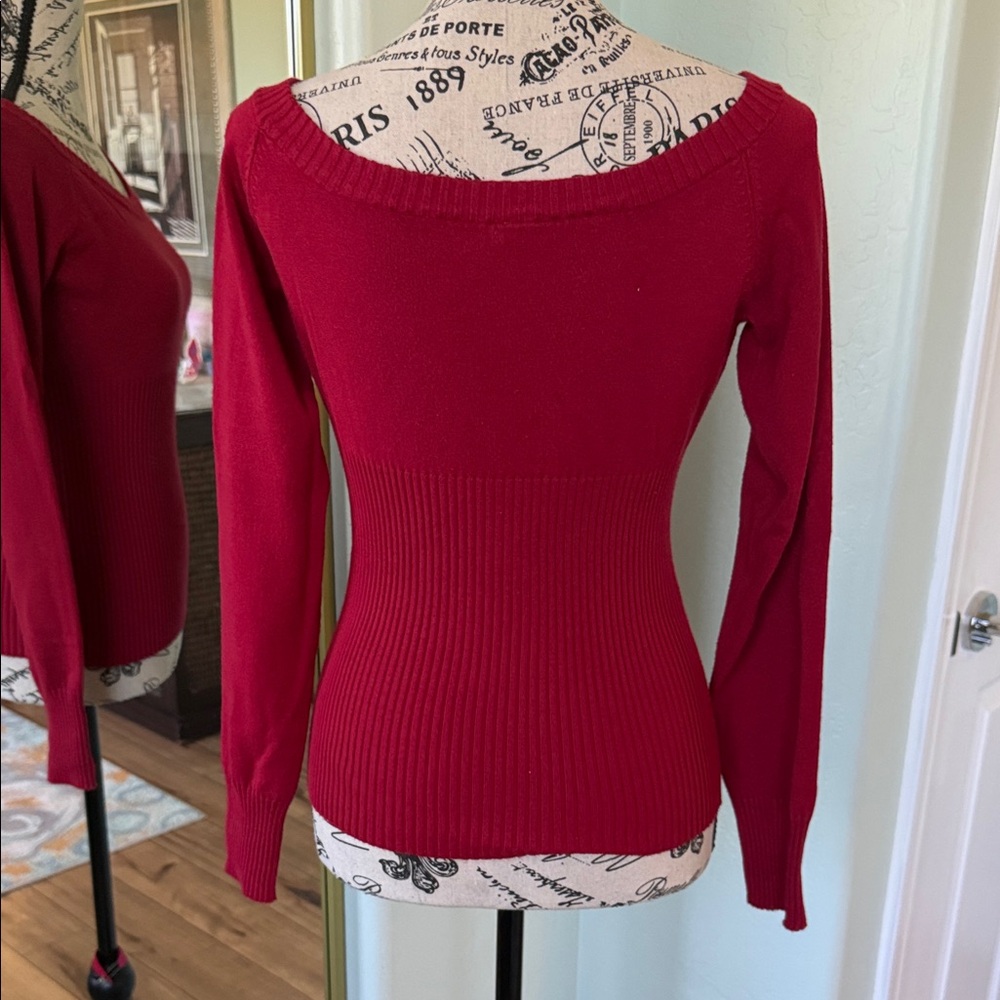 Max Rave Deep Red Crew Neck Sweater - Picture 2 of 6